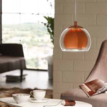 Závesná lampa Rocamar, 1-plameňová v medenej