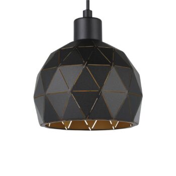 Závesná lampa Roccaforte, čierna/zlatá, kov, dĺžka 75 cm, E14