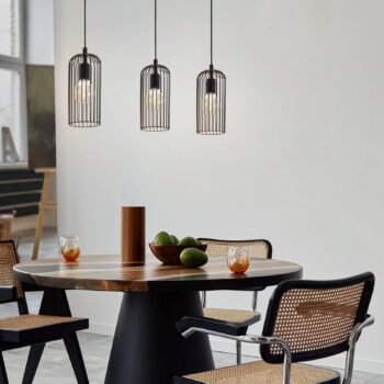 Závesná lampa Roccamena, čierna/medená farba, dĺžka 71 cm