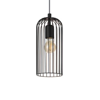 Závesná lampa Roccamena, čierna/medená farba, dĺžka 71 cm