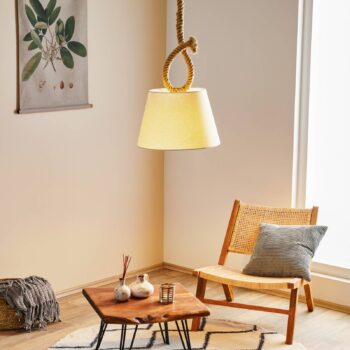 Závesná lampa Rope prírodné lano textilné tienidlo