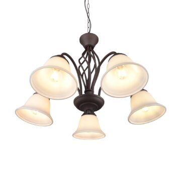 Závesná lampa Rustica, hrdzavá farba, 5-pl.