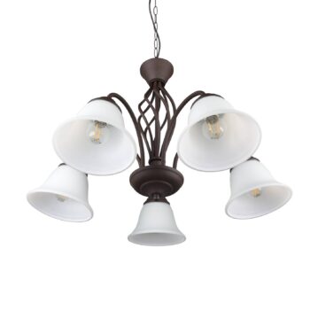 Závesná lampa Rustica, hrdzavá farba, 5-pl.