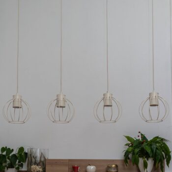 Závesná lampa STARLIGHT, krémovo biela, 4 svetlá, dĺžka 100 cm kov