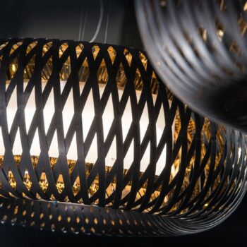 Závesná lampa Slamp Kalatos, čierna/zlatá/biela