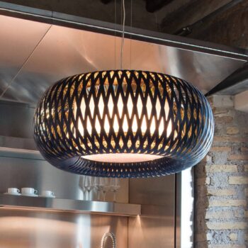 Závesná lampa Slamp Kalatos, čierna/zlatá/biela