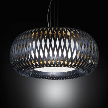 Závesná lampa Slamp Kalatos, čierna/zlatá/biela