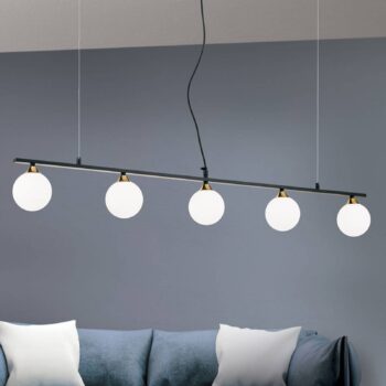 Závesná lampa Snowwhite, 5-plameňová, čierna