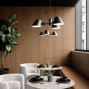 Závesná lampa Stay, 3-plameňová, čierna