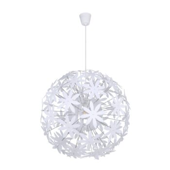 Závesná lampa Stella z plastových kvetov, biela
