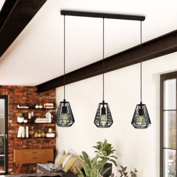 Závesná lampa Stype, čierna, dĺžka 96 cm, oceľ, 3 svetlá.