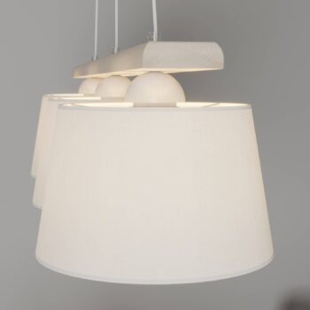 Závesná lampa Švédsko, starožitná biela/biela, textil, drevo, 3 svetlá