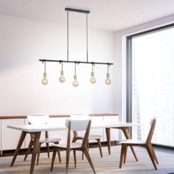 Závesná lampa Tamara, 5-plameňová, mosadz/čierna