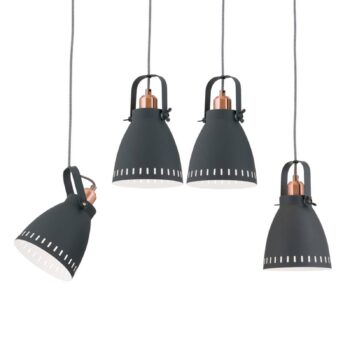 Závesná lampa Theke z kovu, 4-plameňová