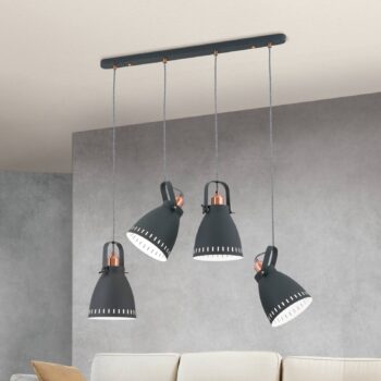 Závesná lampa Theke z kovu, 4-plameňová