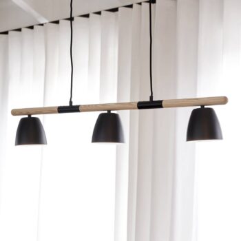 Závesná lampa Theo, 3-plameňová, jaseňové drevo
