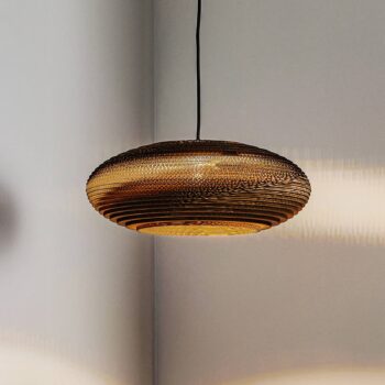 Závesná lampa Think Paper Jazzy, kartónové tienidlo, Ø 44 cm
