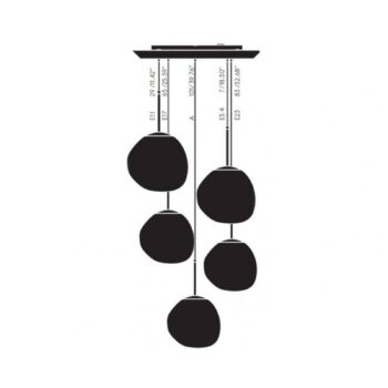 Závesná lampa Tom Dixon Melt Mini Round, chróm, Ø 73 cm, 5 svetiel.