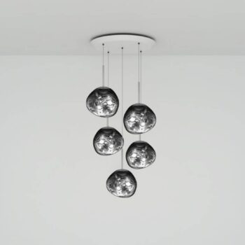Závesná lampa Tom Dixon Melt Mini Round, chróm, Ø 73 cm, 5 svetiel.