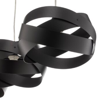 Závesná lampa Tornado, 3-plameňová, čierna