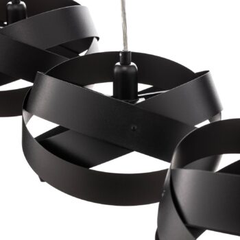 Závesná lampa Tornado, 3-plameňová, čierna