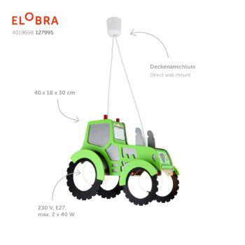 Závesná lampa Traktor pre detskú izbu