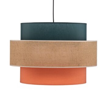 Závesná lampa Trio, jutové tienidlo, benzínová/prírodná hnedá/oranžová Ø