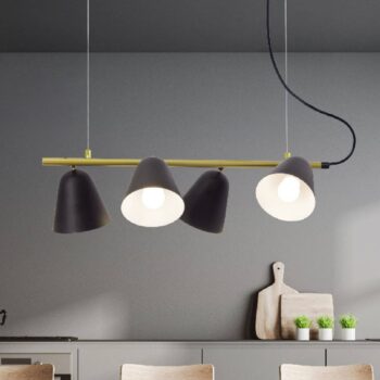 Závesná lampa Triton, čierna a zlatá, 4-plameňová