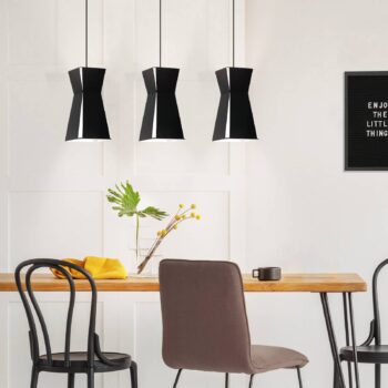 Závesná lampa Valecrosia, čierna, troj-plameňová