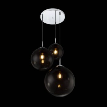 Závesná lampa Varus, dymovo sivá, Ø 51 cm, sklo, 3 svetlá.