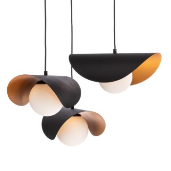 Závesná lampa Vatoz 6142 3fl Rondell čierne opálové sklo