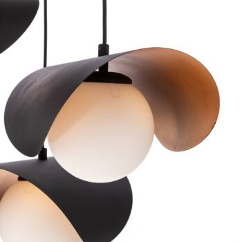 Závesná lampa Vatoz 6142 3fl Rondell čierne opálové sklo