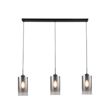Závesná lampa Ventotto, čierna/dymová, dĺžka 105 cm, 3 svetlá.