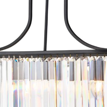 Závesná lampa Victoria, čierna, krištáľové sklo, 78 cm, E27