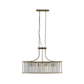 Závesná lampa Victoria, mosadzná farba, krištáľové sklo, 78 cm, E27