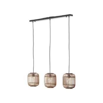 Závesná lampa Woodrow, dĺžka 105 cm, svetlé drevo, 3 svetlá, bambus