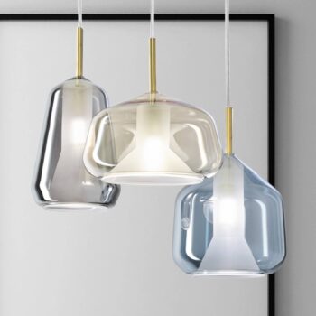 Závesná lampa X-Ray 3-plameňová sivá/med/modrá