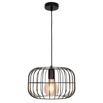Závesná lampa Zenith v tvare klietky, čierna