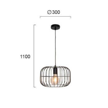Závesná lampa Zenith v tvare klietky, čierna