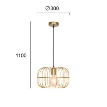 Závesná lampa Zenith v tvare klietky, zlatá