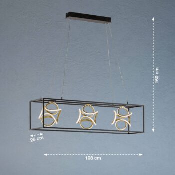 Závesné LED Gesa s kovovou klietkou troj-plameňové