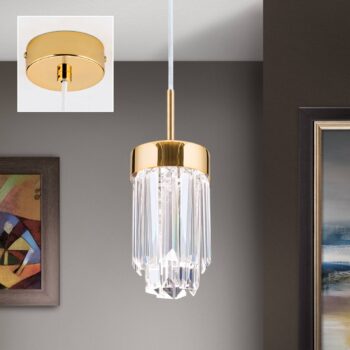 Závesné LED Prism krištáľové sklo, Ø 10 cm, zlatá