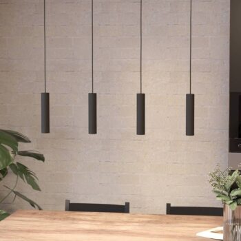 Závesné LED svietidlo Almudaina, čierne, dĺžka 84 cm, 4 svetlá,
