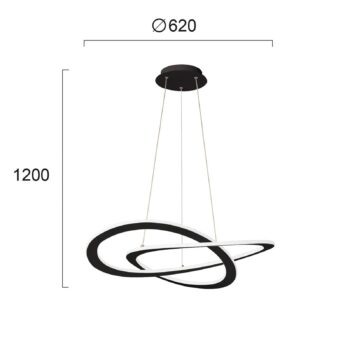 Závesné LED svietidlo Charlie, Ø 62 cm, čierne