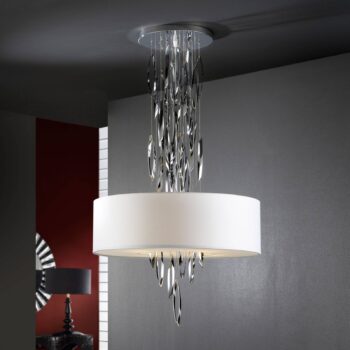 Závesné LED svietidlo Domo, textil a chróm