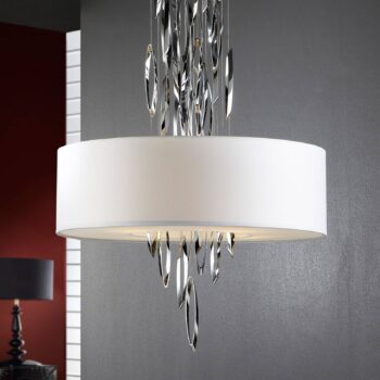 Závesné LED svietidlo Domo, textil a chróm
