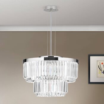 Závesné LED svietidlo Prism, okrúhle Ø 55 cm chróm