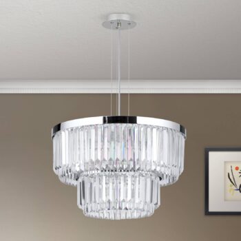 Závesné LED svietidlo Prism, okrúhle Ø 55 cm chróm