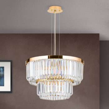 Závesné LED svietidlo Prism, okrúhle Ø 55 cm zlatá