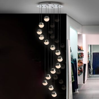 Závesné LED svietidlo Sphere, 14-pl., chróm App